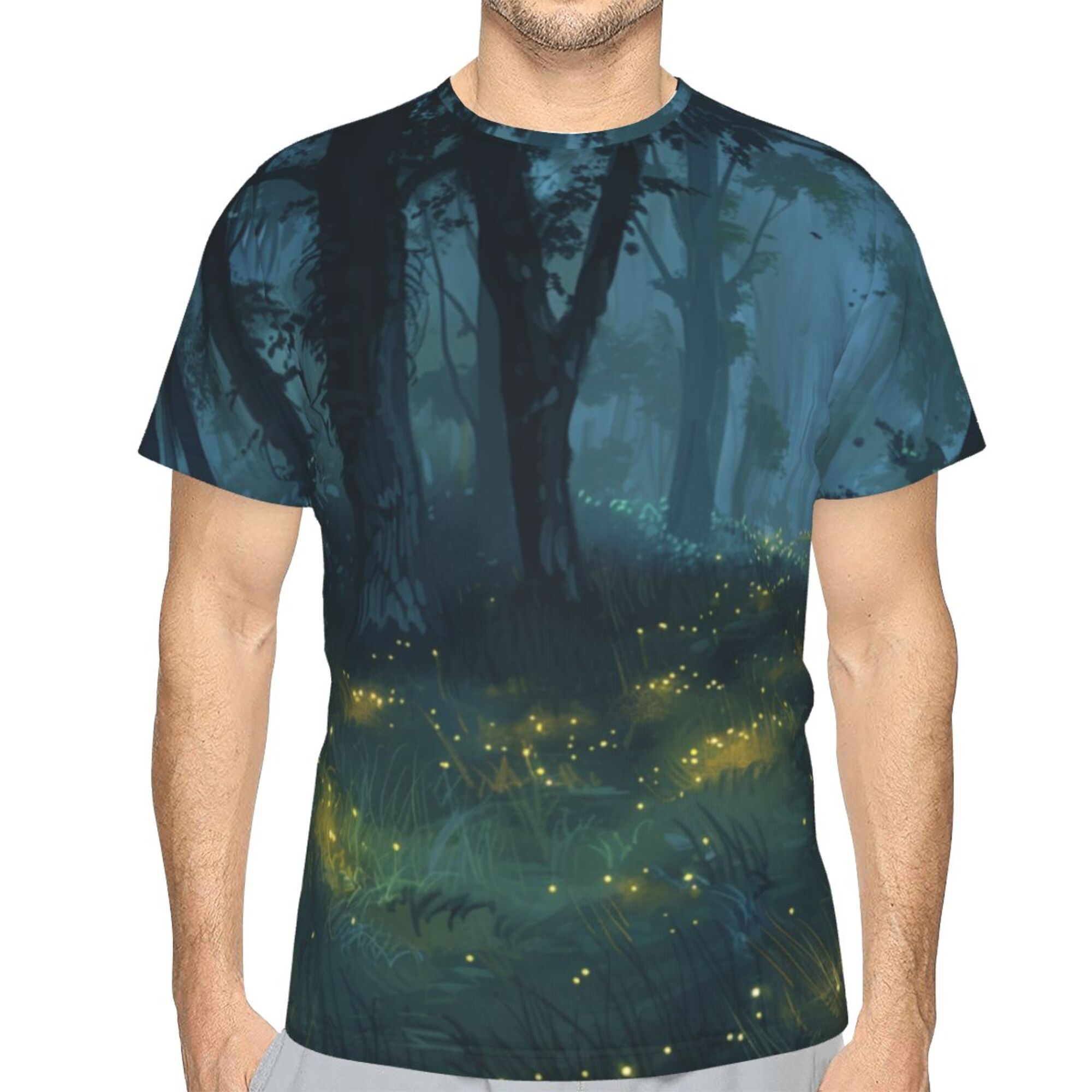 Mysterious Firefly Forest Short Sleeve T-Shirt