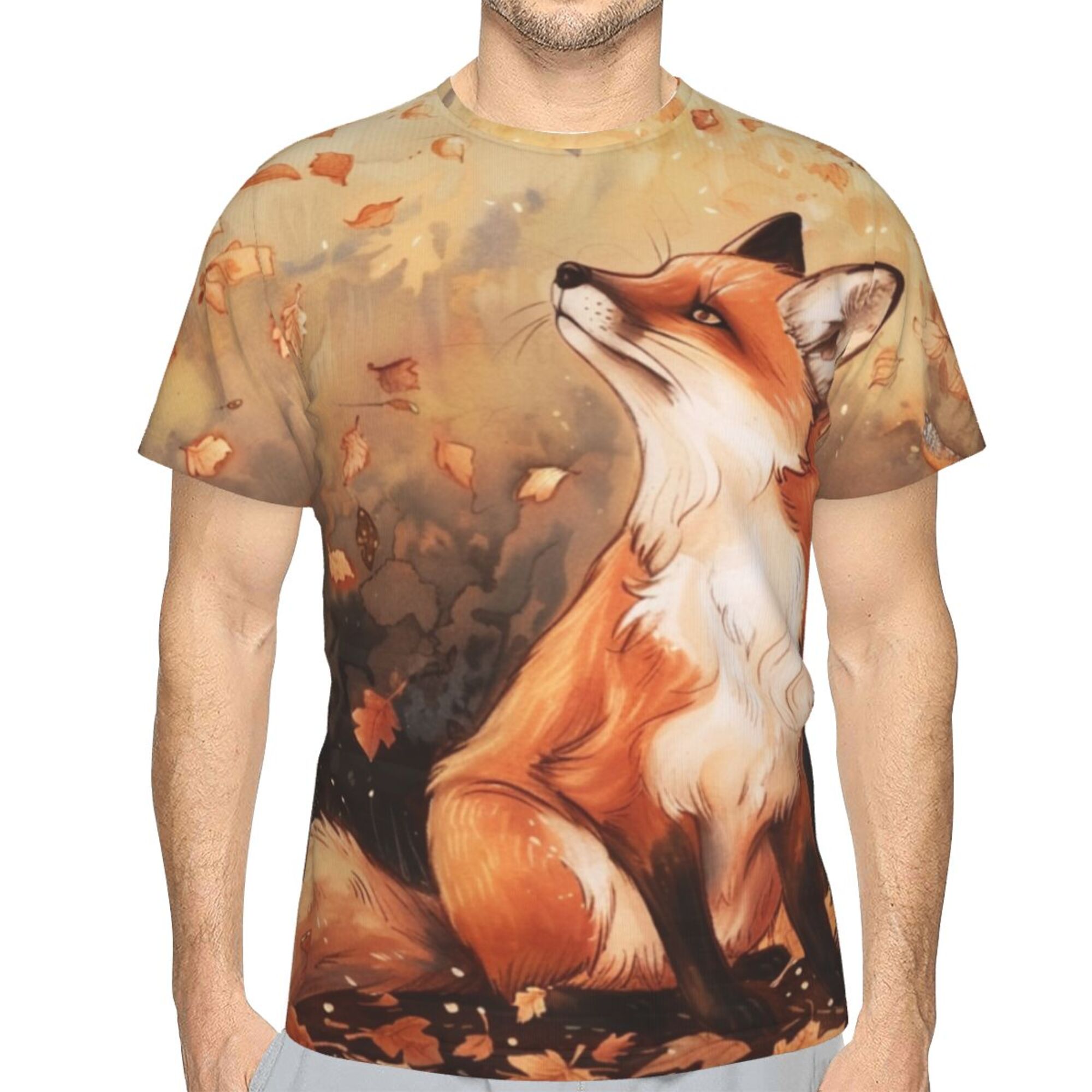 Contemplative Autumn Red Fox Short Sleeve T-Shirt