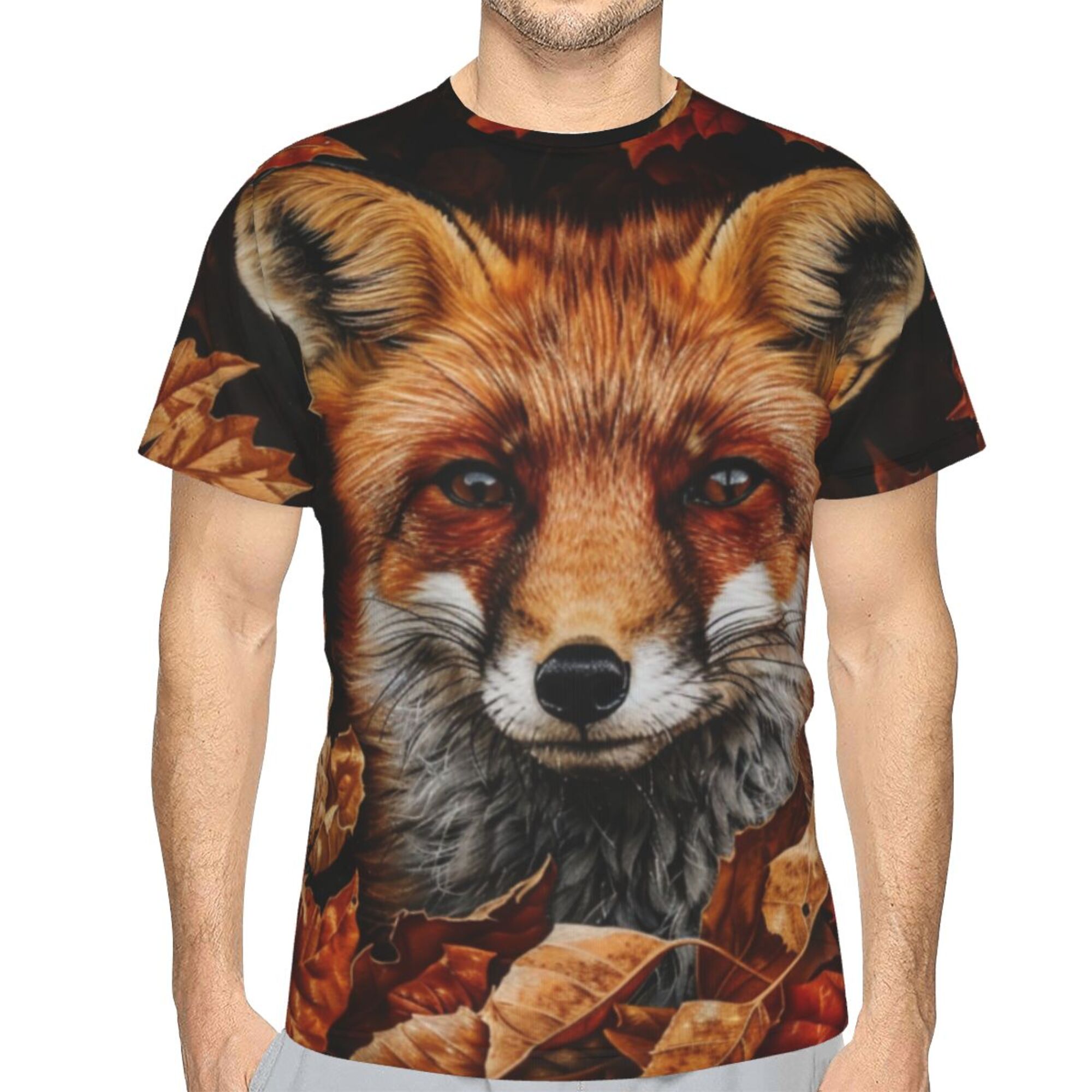 Autumn Red Fox Close-Up Short Sleeve T-Shirt