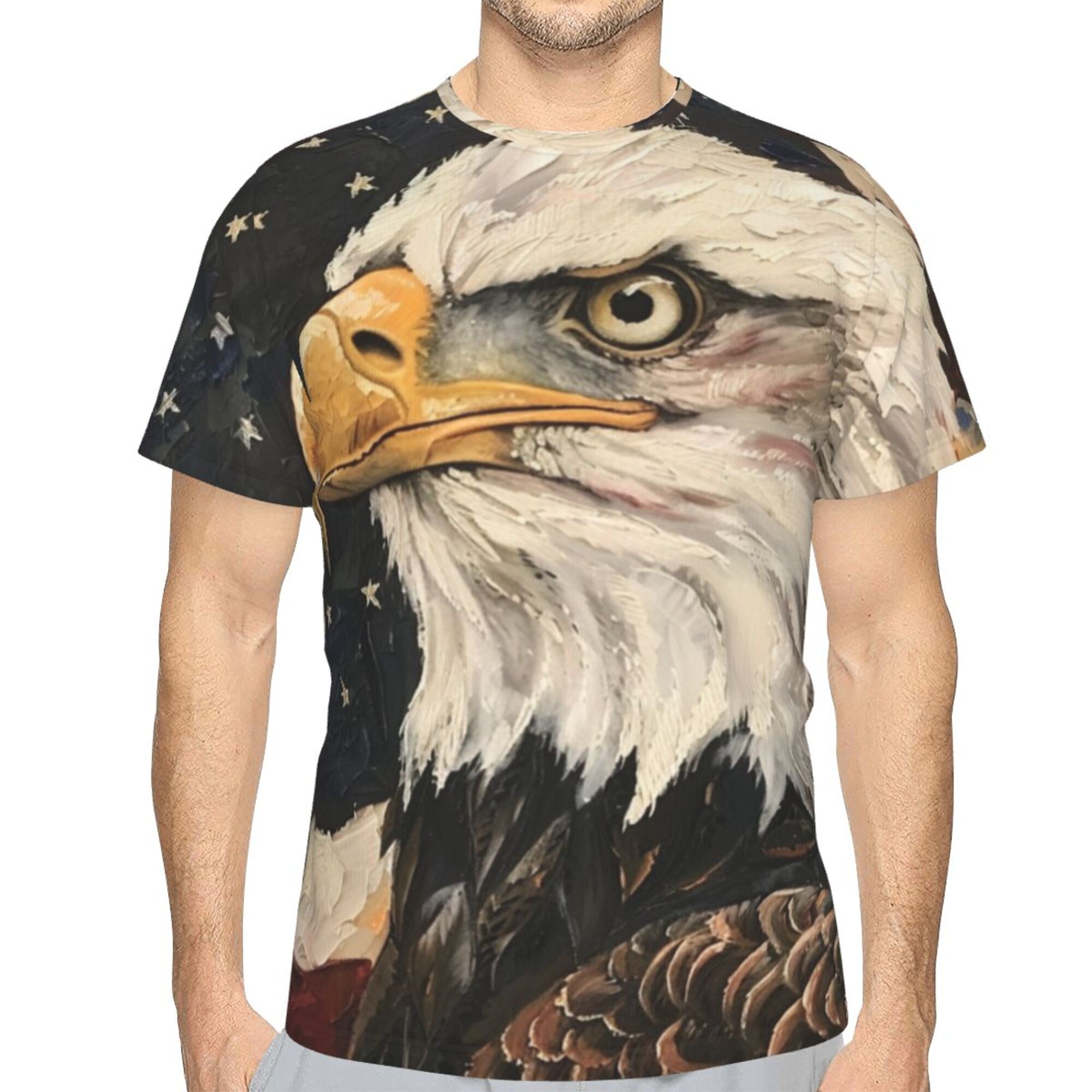 Patriotic Eagle Painting Style Short Sleeve T-Shirt