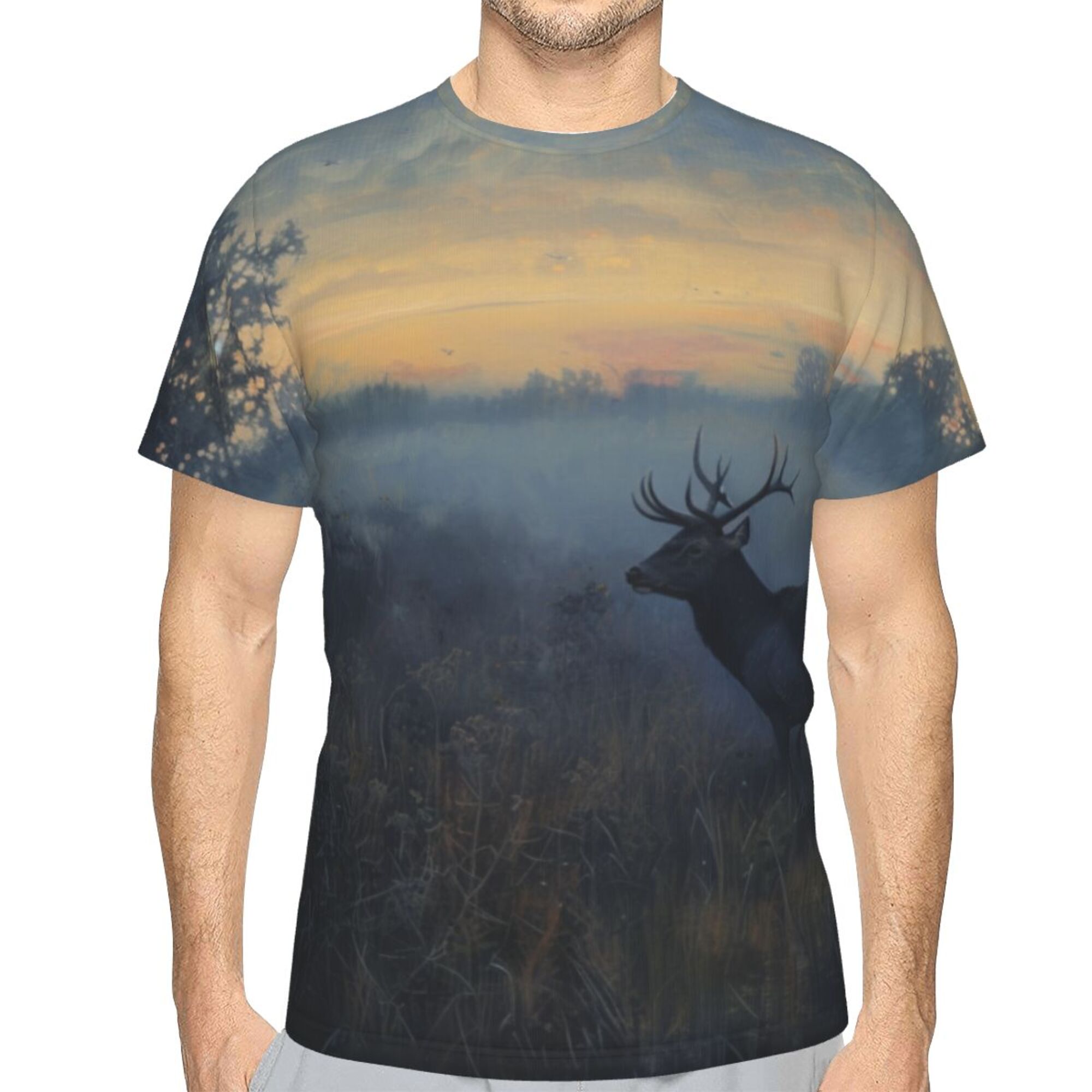 Deer in Morning Mist Short Sleeve T-Shirt