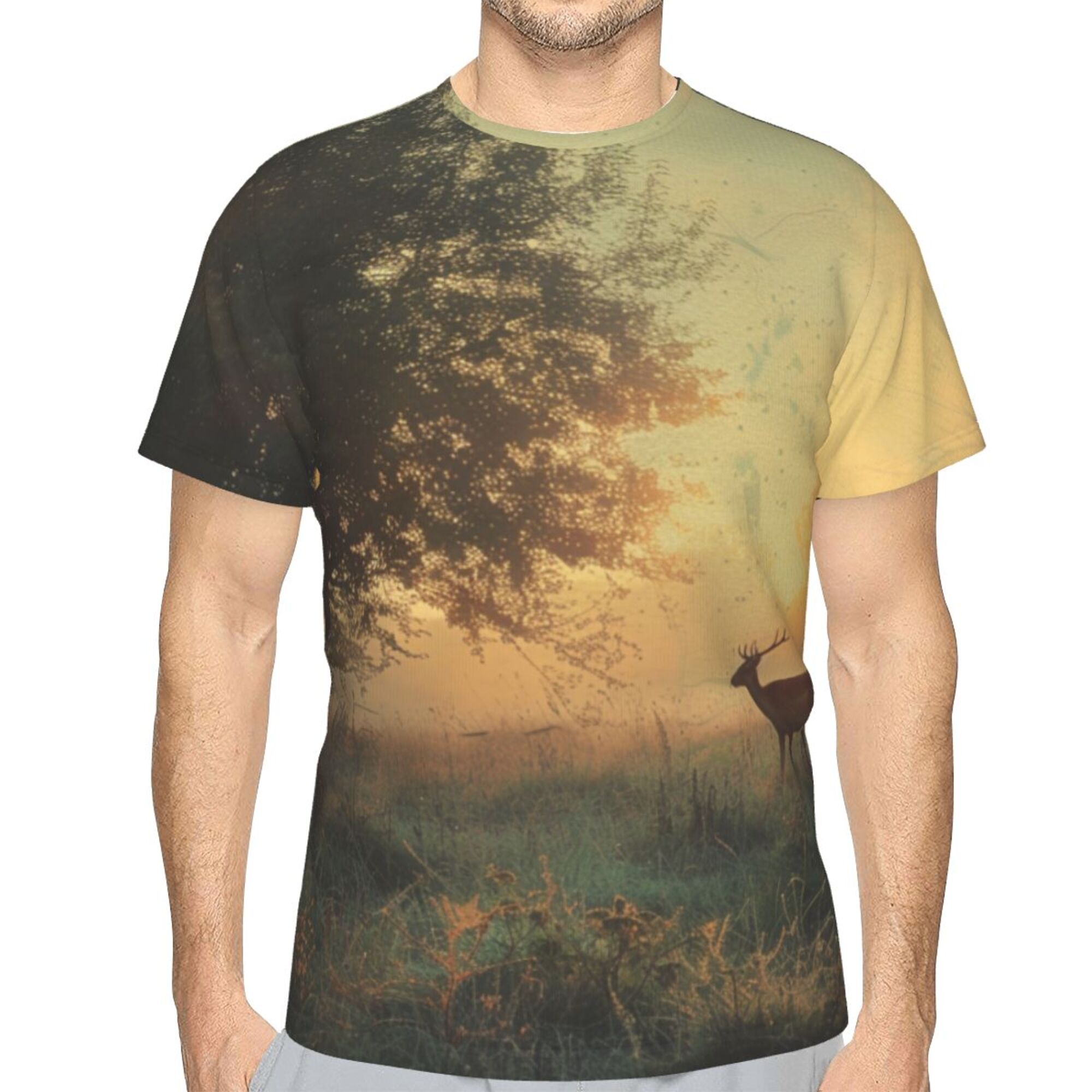 Men's Dawn Deer Silhouette Graphic T-Shirt