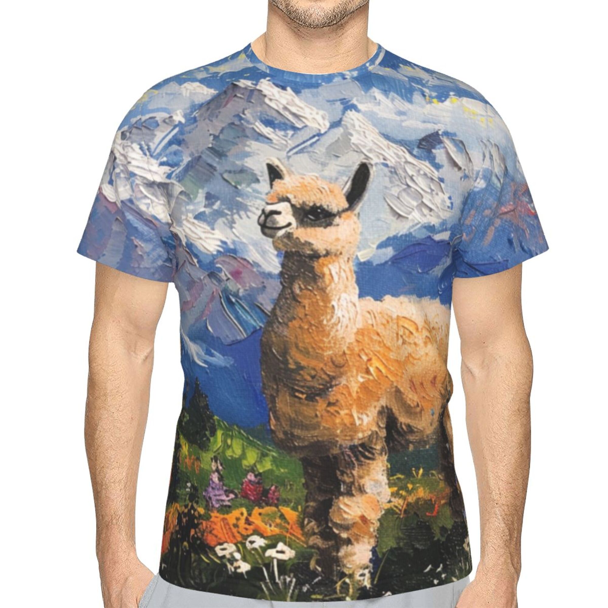 Full Print Colorful Llama Painting T-Shirt